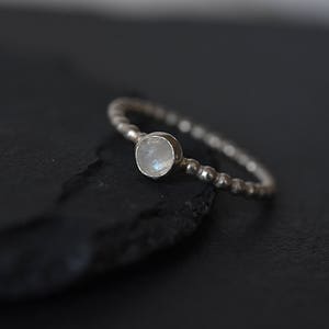 Dainty moonstone ring -  Sterling silver - Stacking ring with stone - Dainty minimalist ring - Christmas gift for girflriend
