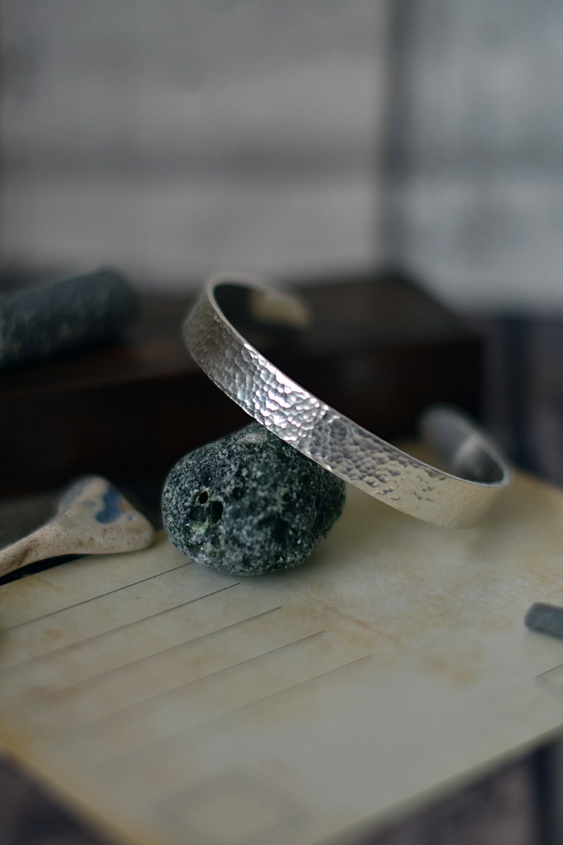 Mens Hammered Cuff Bracelet Made of Eco Silver Personalised Etsy