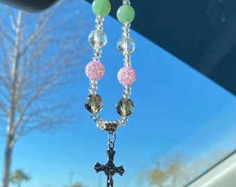 Beaded Car Accessory, Rearview Mirror Charm, Car Ornament, Travel Protection.