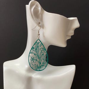 Green Floral Earrings, Nature Inspired Dangle