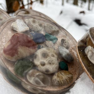 Hand Made Petoskey, Leland Blue and Charlevoix Stone Coasters