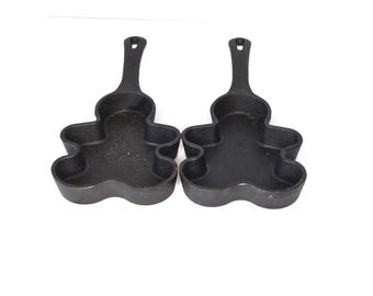 Sartenes de hierro fundido con diseño de hombre de jengibre de estilo vintage (2 unidades)