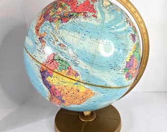 Globo terráqueo Replogle World Nation Series de 12 pulgadas con relieve, antiguo, anterior a 1970.