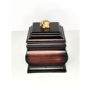 Drewniana skrzynia VTG, mosiężna gałka w kształcie słonia, małe pudełko do przechowywania, pamiątka na biżuterię, wystrój boho, drobiazg