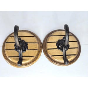 Vintage Cast Iron & Wood Look Wall Hooks (2ea), Hat Hanger, Key Holder, etc.
