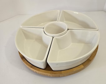 Food Network Lazy Susan Compartment Divided Dishes, Chips and Dip