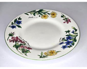 Piatto da insalata/dessert vintage Majesticware Oneida in gres, con decorazioni floreali.