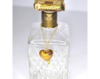 Vtg Parfümflasche, Getränkespirituosen-Karaffe, handdekoriert, Glasherz