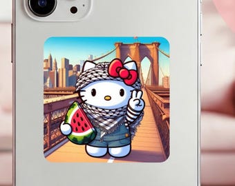 Sticker pastèque Palestine Sticker keffieh palestinien pour iPhone accessoire de protestation subtil pour Gaza Macbook Sticker chat imperméable
