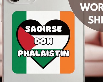 Ireland Palestine Vinyl Decal for Laptop Waterproof Car Bumper Stickers in Bulk Free Palestine Activist Gift for Water Bottle