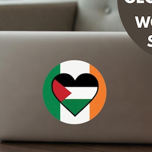 Palestine Ireland Support Vinyl Decal for Laptop Free Palestine Sticker for Notebook Water Bottle iPad Solidarity Stickers for Gaza