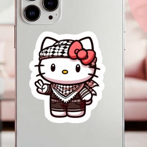 Pegatinas de Hello Kitty para activistas palestinos, calcomanía para iPhone, regalos de apoyo a Gaza, calcomanía de vinilo para parachoques de coche, boicot.