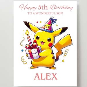 Pikachu Birthday Card Personalized Happy Birthday Son Daughter Pokemon  Blank Card Charizard Greeting Card for Husband Anime Lover Card - Etsy