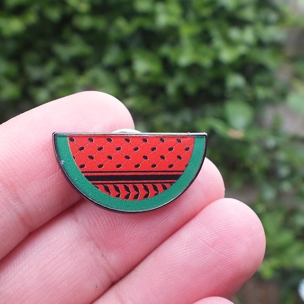 Palestine Watermelon Enamel Pin - Free Palestine Kuffiyah Button Badge - Pro Palestinian Watermelon Charm in Solidarity with Gaza
