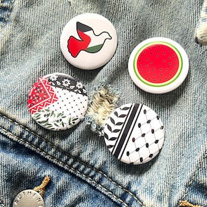 Palästina Wassermelone Jacke Abzeichen Gaza Charity Fundraiser Merch Keffiyeh Stickerei Muster Print Aktivist Geschenk Friedenstaube Schmuck Pin