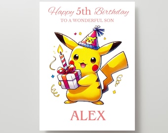ピカチュウ HAPPY BIRTHDAY カード パーソナライズされたピカチュウの誕生日カード、息子へのカスタム