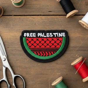 Free Palestine Watermelon Iron On Patch With Keffiyeh Embroidery Pattern Palestinian Solidarity Patch For Jacket Backpack Hat