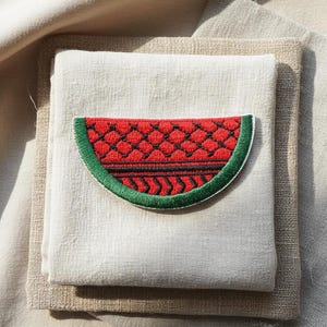 Palestinian Keffiyeh Pattern Watermelon Patch Free Palestine Embroidered Badge For Jacket Backpack Hat Activist Solidarity