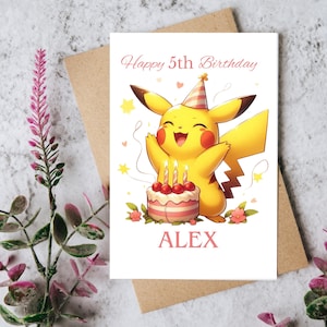 Cartão de aniversário personalizado Pikachu Feliz aniversário Marido Filho Pokémon Cartão em branco Charizard Cartão de felicitações para marido Cartão de amante de anime