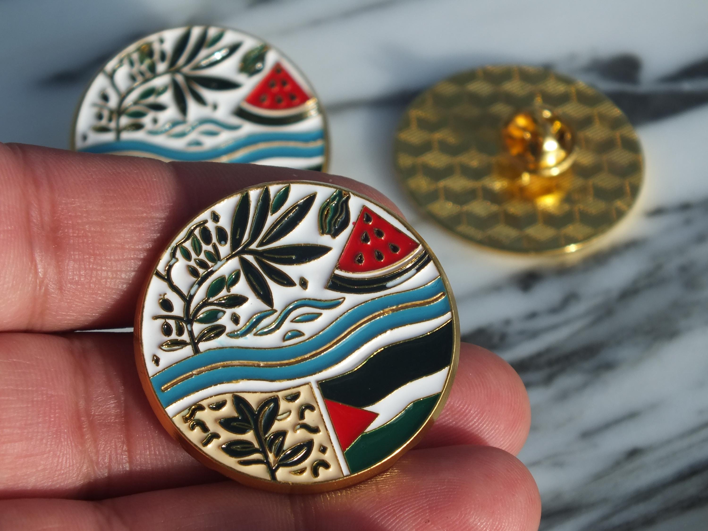 Spilla Palestinese In Metallo Smaltato Con Bandiera: Accessorio Per Abbigliamento, Borse E Cappelli - 2,5x2,5 Cm