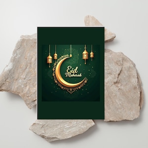Minimalistische individuelle Eid Mubarak Karten UK Peronalisierte Ramadan Mubarak Geschenkkarte USA Happy Eid Blanko Karte mit Mekka Print Kalligraphiekarten UK