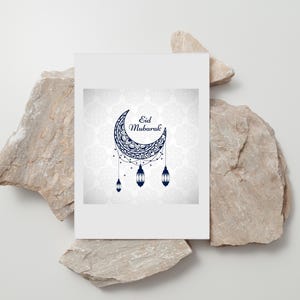 Tenha um feliz Eid Card UK Cartão de felicitações muçulmano em branco para o colega Cartão personalizado Ramadan Mubarak com minarete e crescente
