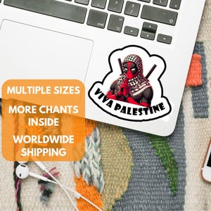 Adesivi in vinile impermeabili Deadpool Palestine Free per regali di beneficenza che supportano la raccolta fondi di Gaza Adesivo per bottiglie d'acqua palestinese Kuffiyah