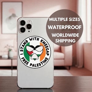 Stand with Kneecap Vinyl Decal for Palestine - Solidarity Stickers for Gaza with the Palestinian Flag - Ireland Palestine Sticker Gift