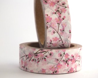 Cherry Blossoms Washi Tape Japanese Flower Washi Tape Pink Floral Japanese Stationary Botanical Inspired Small Business Packaging