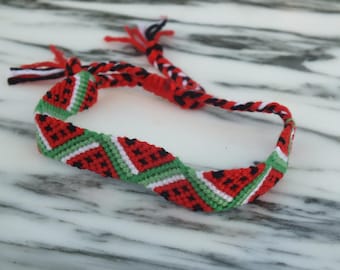 Braccialetto Anguria: Gioiello unisex con perline Miyuki intrecciate a mano, braccialetto di supporto per la Palestina - Italia