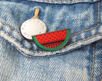 Palestine Watermelon Enamel Pin - Free Palestine Kuffiyah Button Badge - Pro Palestinian Watermelon Charm in Solidarity with Gaza