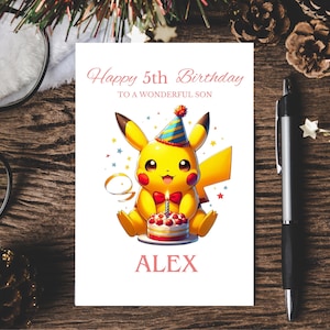 Cartão de aniversário personalizado Pikachu Feliz aniversário Filho Filha Pokémon Cartão em branco Charizard Cartão de felicitações para marido Cartão de amante de anime