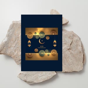 Niestandardowa karta Eid Mubarak dla przyjaciela w Wielkiej Brytanii Spersonalizowana pusta karta z pozdrowieniami z okazji święta Eid na powrót Ramadan Mubarak Karta podarunkowa Wydrukuj pocztówkę