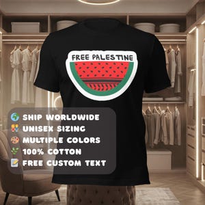 Free Palestine Watermelon T-Shirt – Palestinian Solidarity Tee, Resistance Shirt, Middle Eastern Symbol Graphic Tee, Unisex Political Shirt