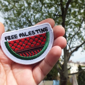 Free Palestine Patch – Watermelon Colors Embroidered Iron On, Sew On, Velcro Badge – Gaza Activist & Solidarity Gift - Pro Palestine Gift