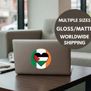 Palestina-Ierland ondersteunt vinylsticker voor laptop - Gratis Palestina-sticker voor notebook, bidon en iPad - Solidariteitsstickers voor Gaza