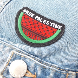 Large Free Palestine Watermelon Velcro Patch for Activist Keffiyeh Embroidery Pattern Iron On Patch for Jacket Palestine Clothing Sew On