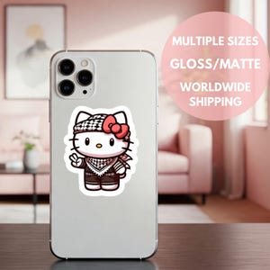 Stickers Hello Kitty pour militants palestiniens Sticker pour coque d'iPhone Cadeaux de soutien à Gaza Sticker cessez-le-feu maintenant pour boycott de pare-chocs de voiture