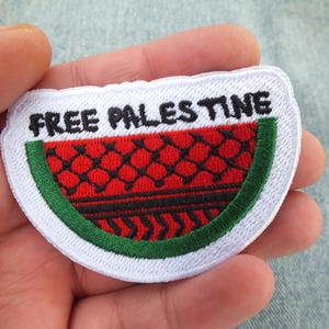 Free Palestine Sew On Watermelon Patch for Jacket - Pro Palestine Embroidery Patch Gift for Activist in Support of Gaza
