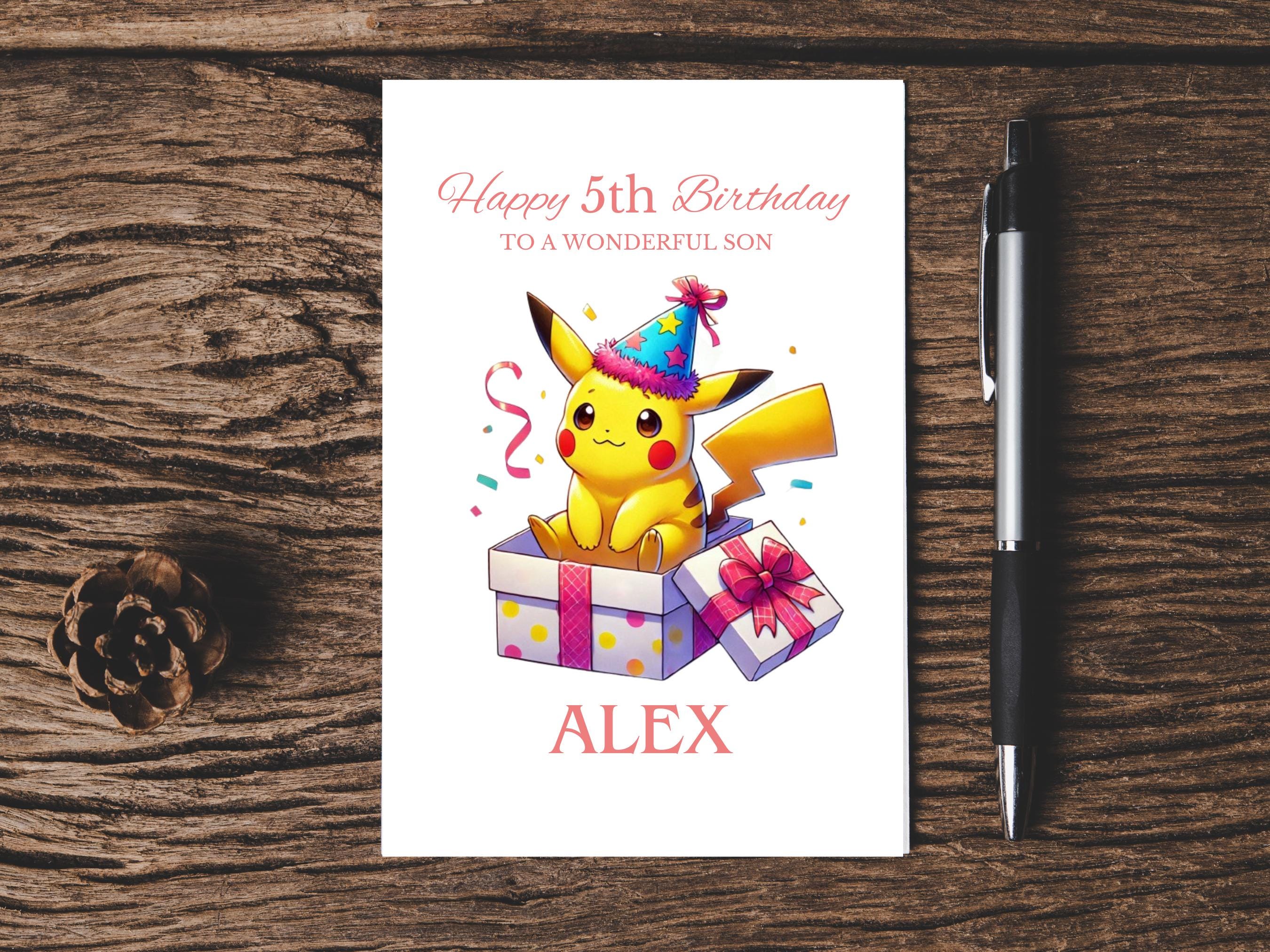 Customized Pikachu Happy Birthday Card Personalized Pokemon Card