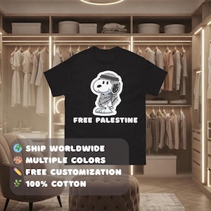 Maglietta Palestine Kuffiyah - Personalizzazione gratuita, T-shirt pro Palestina, Maglietta solidale con cartoni animati, T-shirt unisex con stampa DTG e grafica Profits to Gaza