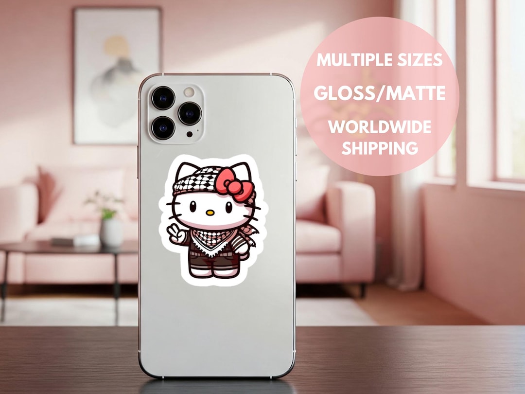 Hello Kitty Stickers for Palestine Activist Sticker for iPhone Case ...