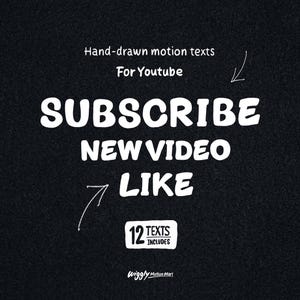 YouTube Engagement Animation Pack – Subscribe Like New Video Text Overlay for Vlog & Reels