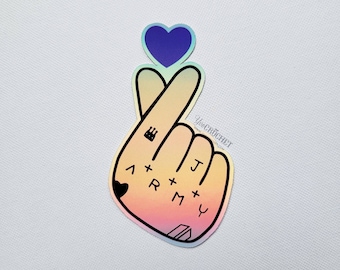 BTS Jungkook Finger Heart - Holographic Vinyl Sticker