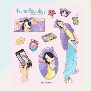 Hyune Retroboy - Stickerbogen, Stray Kids, Hyunjin, 10 Sticker, SKZ, Stay,