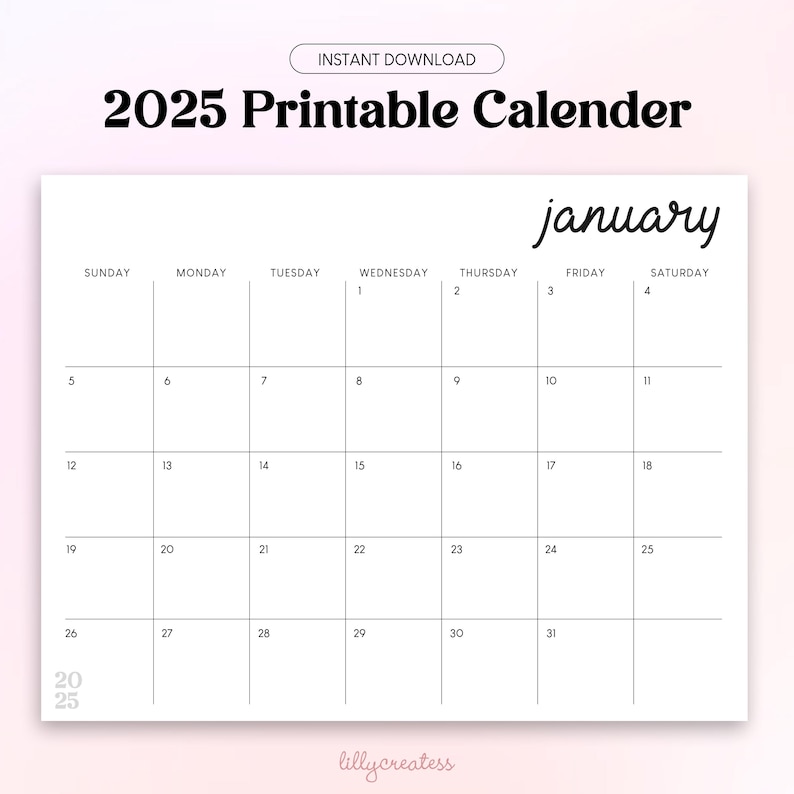 2025 Calendar 2025 Monthly Planner Sunday Start A4 & Letter Size