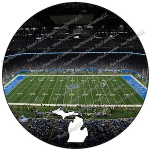 Detroit Lions Field. Michigan design on the bottom. Waterproof/Weather Resistant Vinyl Sticker. Matte Finish