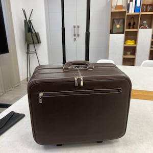Trolley in pelle, trolley da lavoro, cartella da lavoro con ruote, cartella per laptop con ruote, valigia in pelle, trolley, cartella in pelle