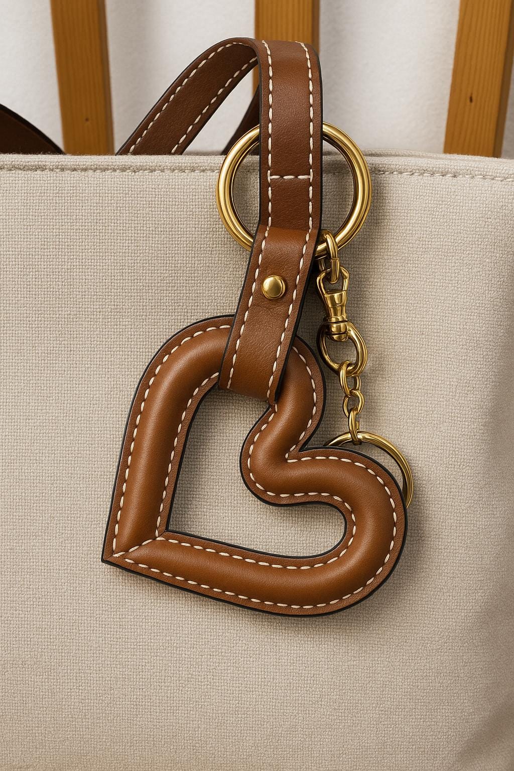 Leather bag charm, heart-shaped bag charm, pretty bag charm, elegant bag charm, inexpensive bag charm