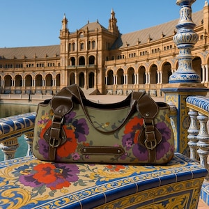 Women&#39;s printed handbag, leather handbag, women&#39;s leather handbag, luxury floral handbag, shoulder bag, elegant handbag, leather designer handbag